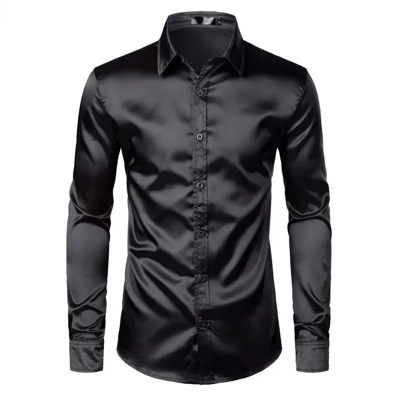 Silk Smooth Men Tuxedo Shirt Slim Fit Wedding Party Prom Casual Shirt Chemise Homme Men's Black Satin Luxury Dress Shirts 2022
Silk Smooth Men Tuxedo Shirt Slim Fit Wedding Party Prom Casual Shirt Chemise Homme Men's Black Satin Luxury Dress Shirts 2022