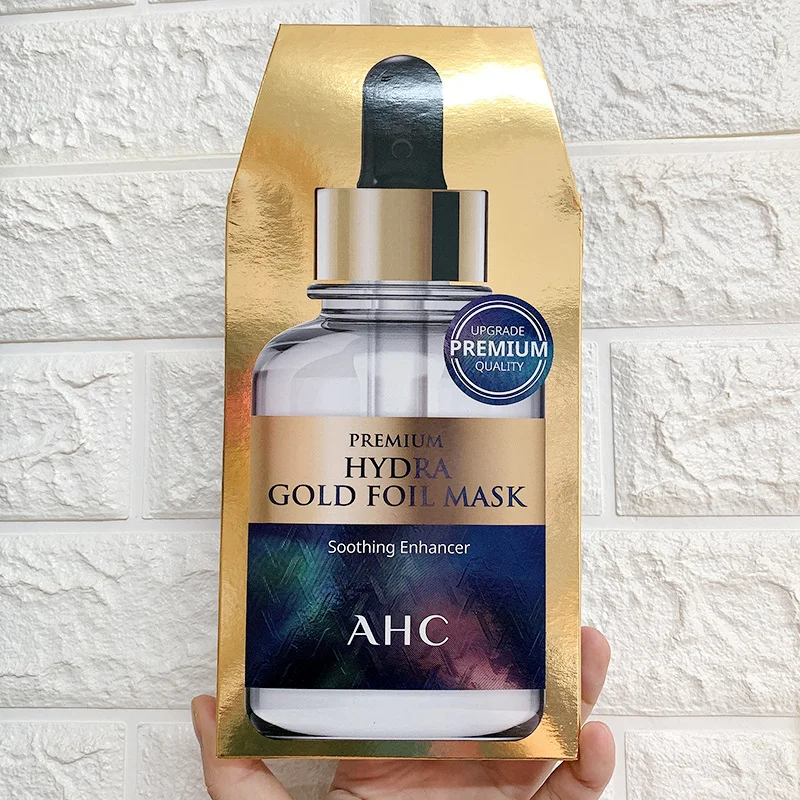 

Korea New Ahc Gold Mask 5 Pieces Gold Foil B5 Hyaluronic Acid Amino Acid Preservation Hydration Anti-aging Brighten Skin Tone