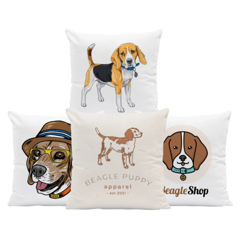 

Cartoon Beagle Large Dog Pillow Covers Decorative Funny Puppy Pillows Case for Living Room Double Bed Cushions Cover 45x45 40x40