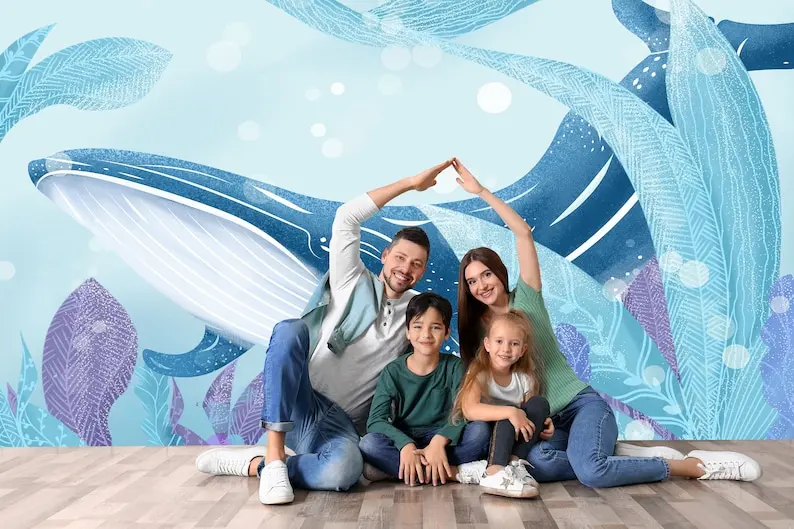 Whale Cartoon Underwater Ocean Wallpaper Peel and Stick Sea Undersea Life Fierce Animals Blue Nursery Removable Childroom Wall M
Whale Cartoon Underwater Ocean Wallpaper Peel and Stick Sea Undersea Life Fierce Animals Blue Nursery Removable Childroom Wall M