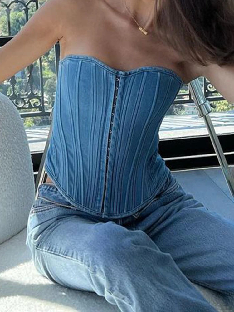 Sexy Y2K Denim Croset Tube Tops Bandage Clubwear Solid Summer Slim Camisole Milkmaid Aesthetic Cute Bustiers Tee
Sexy Y2K Denim Croset Tube Tops Bandage Clubwear Solid Summer Slim Camisole Milkmaid Aesthetic Cute Bustiers Tee
