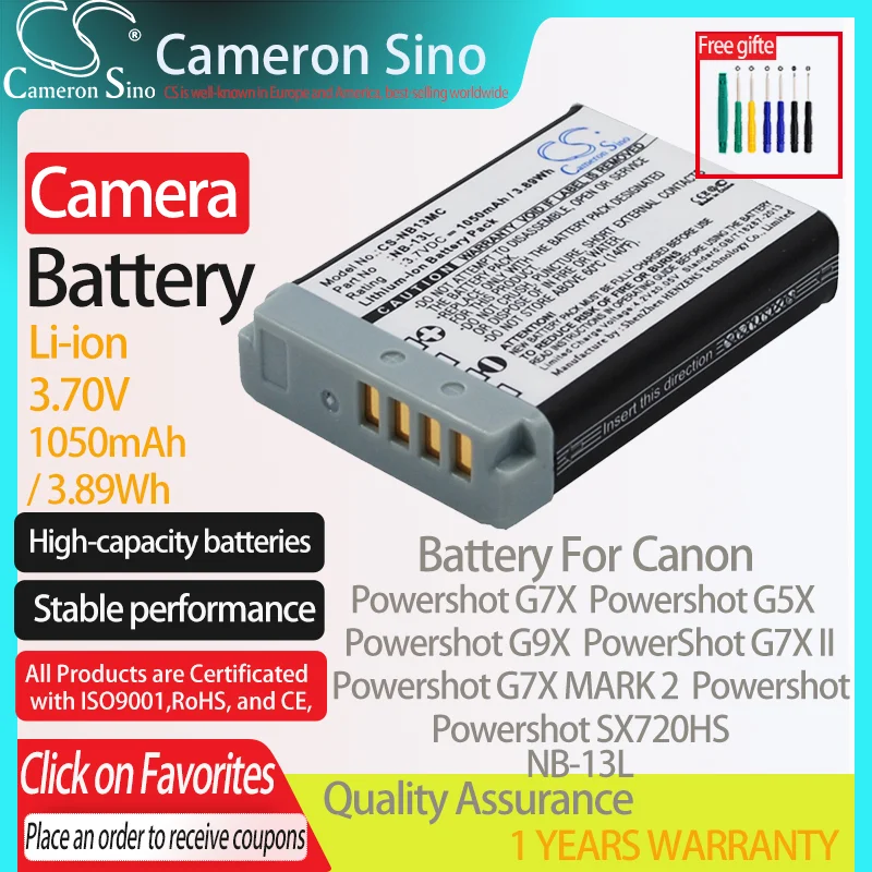 Аккумулятор CameronSino для Canon Powershot G7X Powershot G5X Powershot G9X Powershot SX720HS, подходит для Canon NB-13L, Аккумулятор для камеры 3,70 в
Аккумулятор CameronSino для Canon Powershot G7X Powershot G5X Powershot G9X Powershot SX720HS, подходит для Canon NB-13L, Аккумулятор для камеры 3,70 в