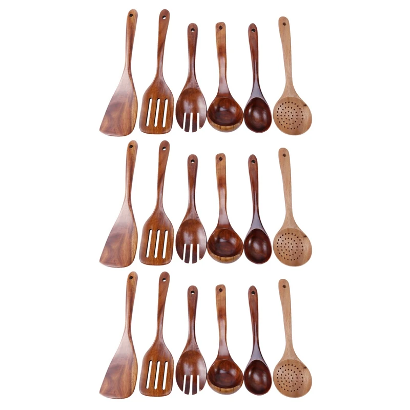 Wooden Utensils Set Of 18, Large Kitchen Cooking Utensil For Non Stick Cookware, Natural Teak Wood Spoons Spatula Ladle
Wooden Utensils Set Of 18, Large Kitchen Cooking Utensil For Non Stick Cookware, Natural Teak Wood Spoons Spatula Ladle