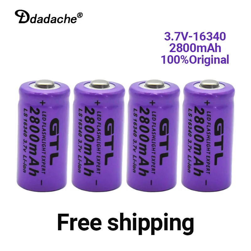 3.7V 2800mAh Lithium Li-ion 16340 Battery CR123A Rechargeable Batteries 3.7V CR123 for Laser Pen LED Flashlight Cell
3.7V 2800mAh Lithium Li-ion 16340 Battery CR123A Rechargeable Batteries 3.7V CR123 for Laser Pen LED Flashlight Cell