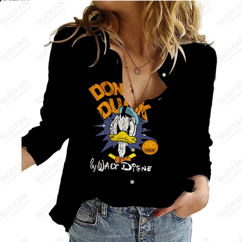 2023 Women's Spring/Summer New Long Sleeve Shirt Disney Donald Duck 3D Print Hot Selling Women's Polo Button Unisex Casual Top
2023 Women's Spring/Summer New Long Sleeve Shirt Disney Donald Duck 3D Print Hot Selling Women's Polo Button Unisex Casual Top