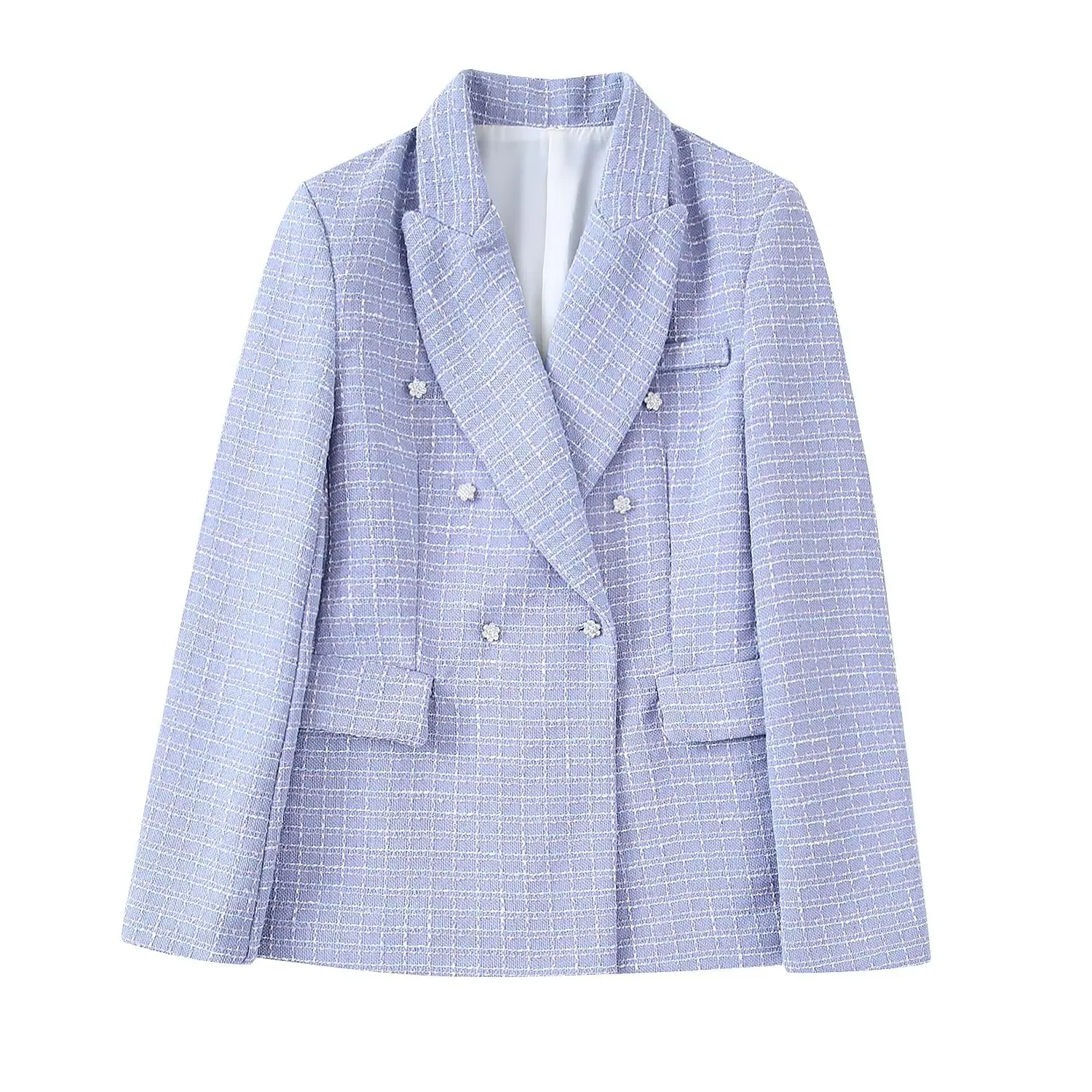 Women 2022 Fashion Tweed Double Breasted Blazer Coat Vintage Long Sleeve Flap Pockets Female Outerwear Chic Veste Femme
Women 2022 Fashion Tweed Double Breasted Blazer Coat Vintage Long Sleeve Flap Pockets Female Outerwear Chic Veste Femme