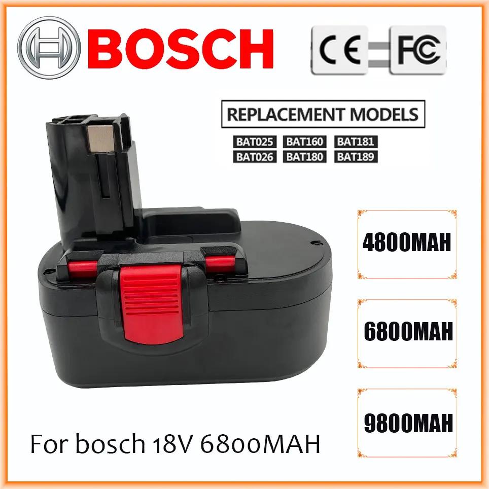 Bosch 18V 6.8Ah Ni-MH Remplacement Battery pour BoschBAT025 BAT026 BAT160 2607335277 2607335535 2607335735 PSR18 VE-2 GSR18 VE-2
Bosch 18V 6.8Ah Ni-MH Remplacement Battery pour BoschBAT025 BAT026 BAT160 2607335277 2607335535 2607335735 PSR18 VE-2 GSR18 VE-2