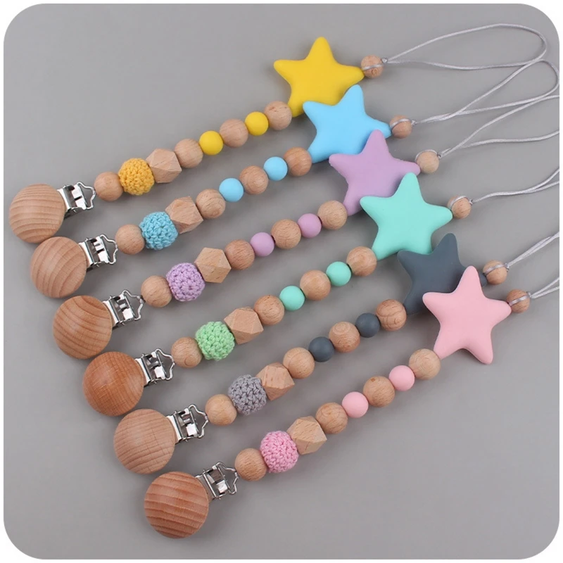 Cute StarPacifier Clip for Girl Babies Wood Silicone Beads with Clip Chain Teething Toy Baby Newborn Shower Gift A2UB
Cute StarPacifier Clip for Girl Babies Wood Silicone Beads with Clip Chain Teething Toy Baby Newborn Shower Gift A2UB