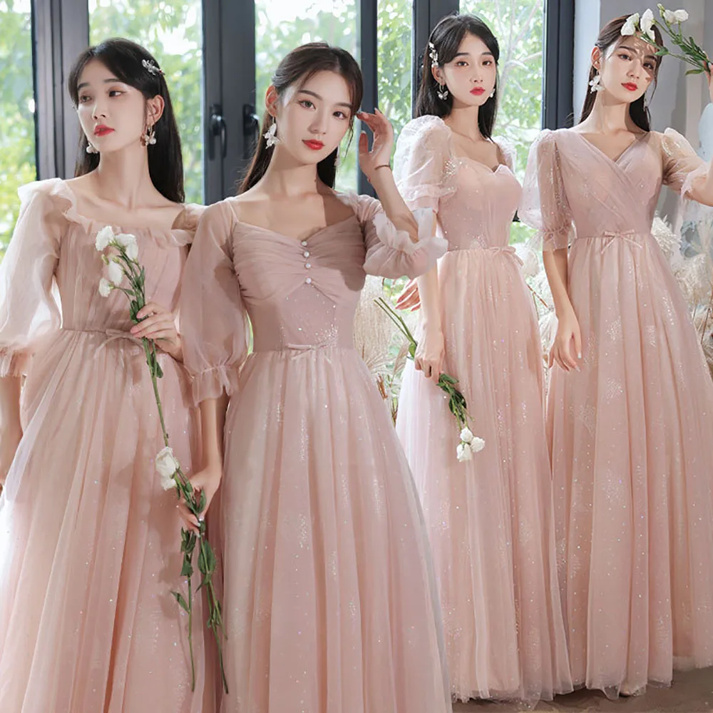 2022 New Pink Bridesmaid Dresses Elegant Bowknot Half Sleeve Ankle-Length Graduation Gown Sexy Backless Tulle Long Prom Gowns
2022 New Pink Bridesmaid Dresses Elegant Bowknot Half Sleeve Ankle-Length Graduation Gown Sexy Backless Tulle Long Prom Gowns