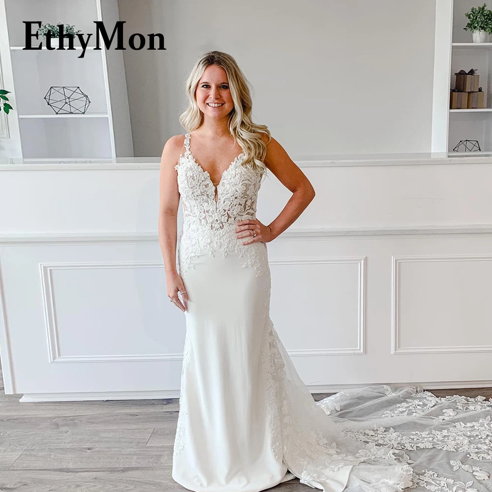 Ethymon Charming Trumpet Wedding Dress For Women V-neck Floral Appliques Backless Sleeveless Vestidos De Novia Custom Made 2023
Ethymon Charming Trumpet Wedding Dress For Women V-neck Floral Appliques Backless Sleeveless Vestidos De Novia Custom Made 2023