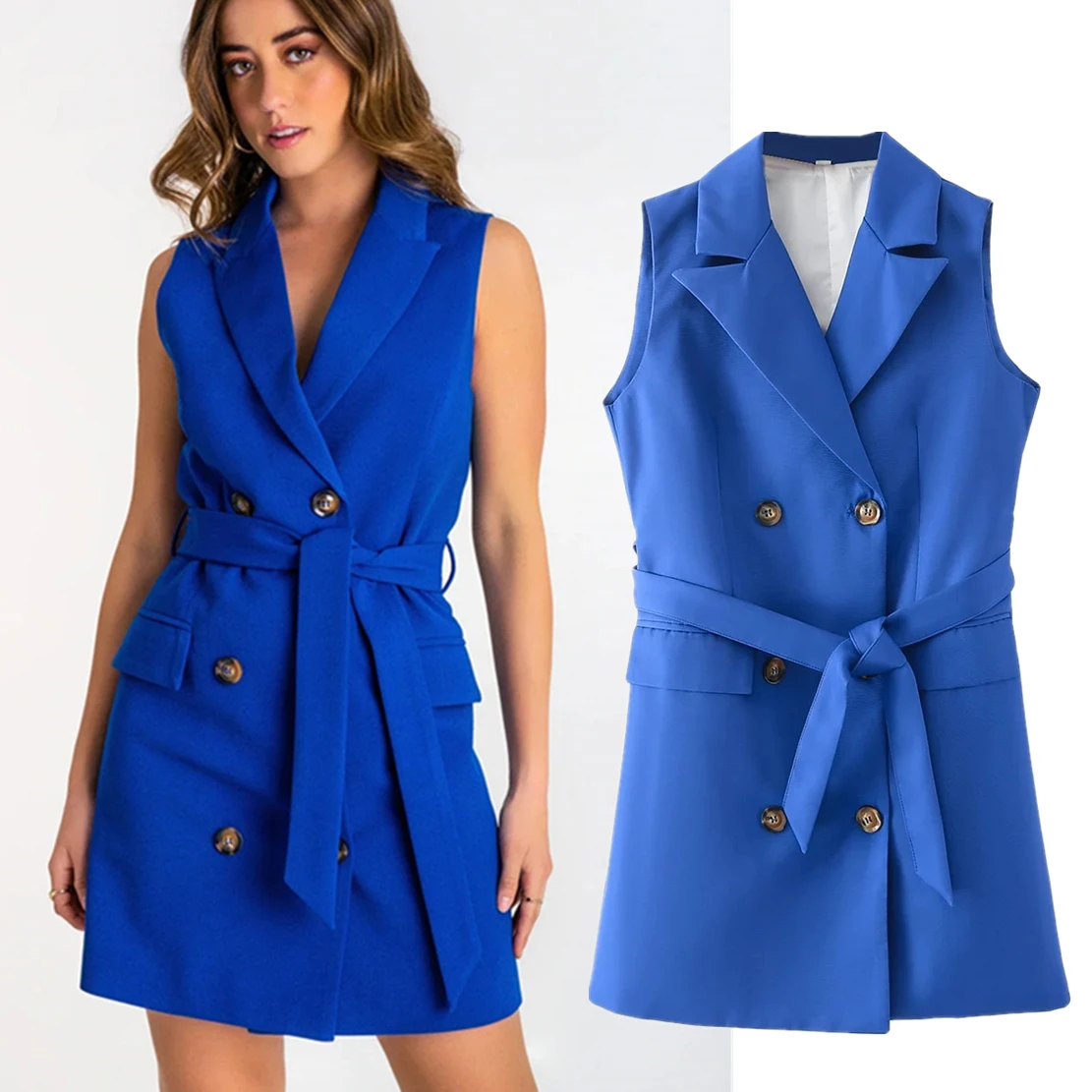 Maxdutti Royal Blue Double Breasted Sashes Vest Dress Women England Style Office Lady Fahsion Sleeveless Blazers
Maxdutti Royal Blue Double Breasted Sashes Vest Dress Women England Style Office Lady Fahsion Sleeveless Blazers