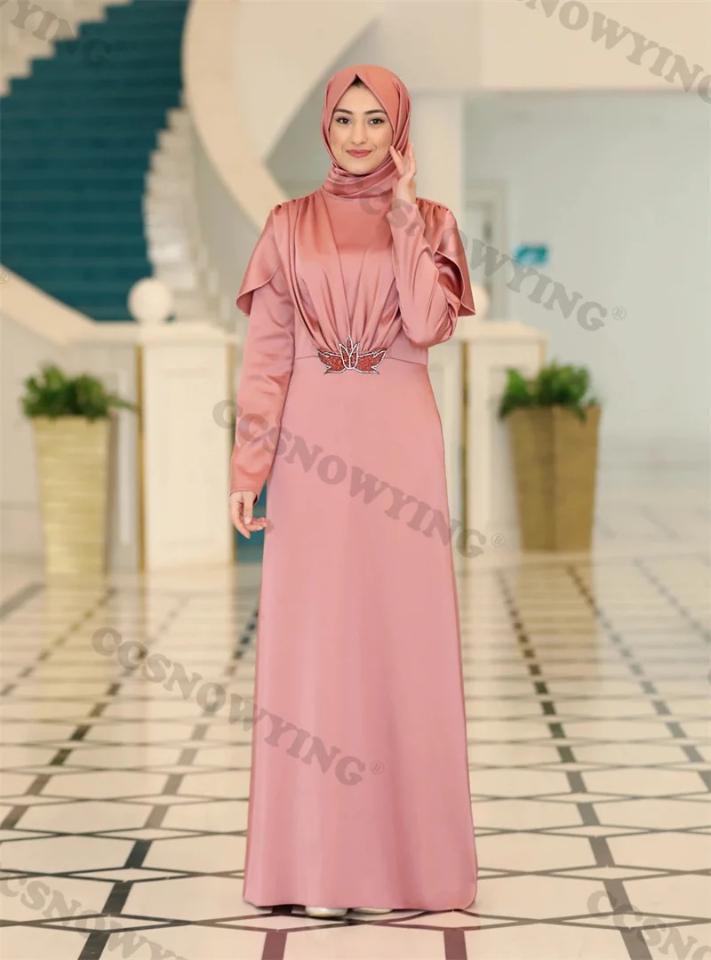 Waist Appliques Beaded Muslim Evening Dresses Long Sleeve Islamic Formal Party Gowns High Neck Women Arabic Robes De Soirée
Waist Appliques Beaded Muslim Evening Dresses Long Sleeve Islamic Formal Party Gowns High Neck Women Arabic Robes De Soirée