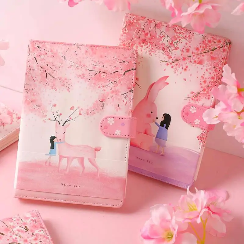 A5 Notebook cute Cherry blossoms Cat Magnetic Buckle Small Fresh PU Leather Diary Student Color Page Girl Heart Hand Book
A5 Notebook cute Cherry blossoms Cat Magnetic Buckle Small Fresh PU Leather Diary Student Color Page Girl Heart Hand Book