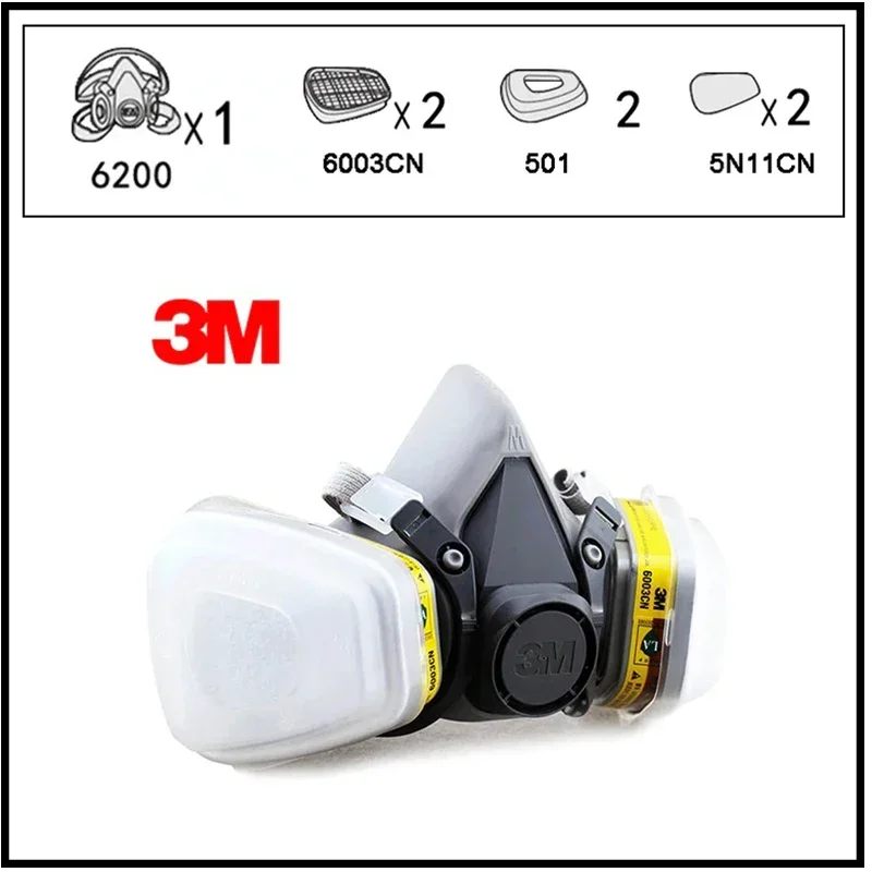 3M 6200 + 6003 Полумаска Многоразовый респиратор Органическая маска Кислотная для