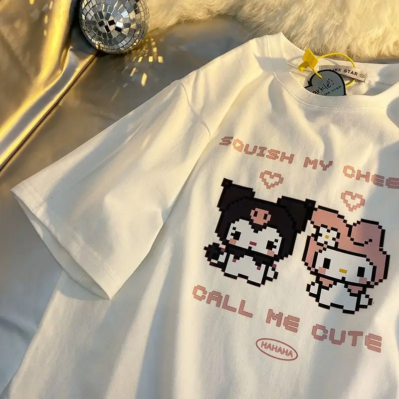 Kuromi Sanrio Melody Ins Kawaii Cartoon Pure Cotton Short Sleeve Oversize Print Summer Girls T-Shirt Students Lovers Shirt
Kuromi Sanrio Melody Ins Kawaii Cartoon Pure Cotton Short Sleeve Oversize Print Summer Girls T-Shirt Students Lovers Shirt