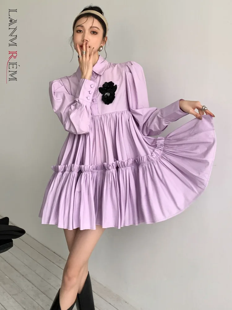 LANMREM Turn-down Collar Long Sleeve High Waist Ruffles Purple Dress For Women 2022 Summer Female Cute New Clothing 2I830
LANMREM Turn-down Collar Long Sleeve High Waist Ruffles Purple Dress For Women 2022 Summer Female Cute New Clothing 2I830