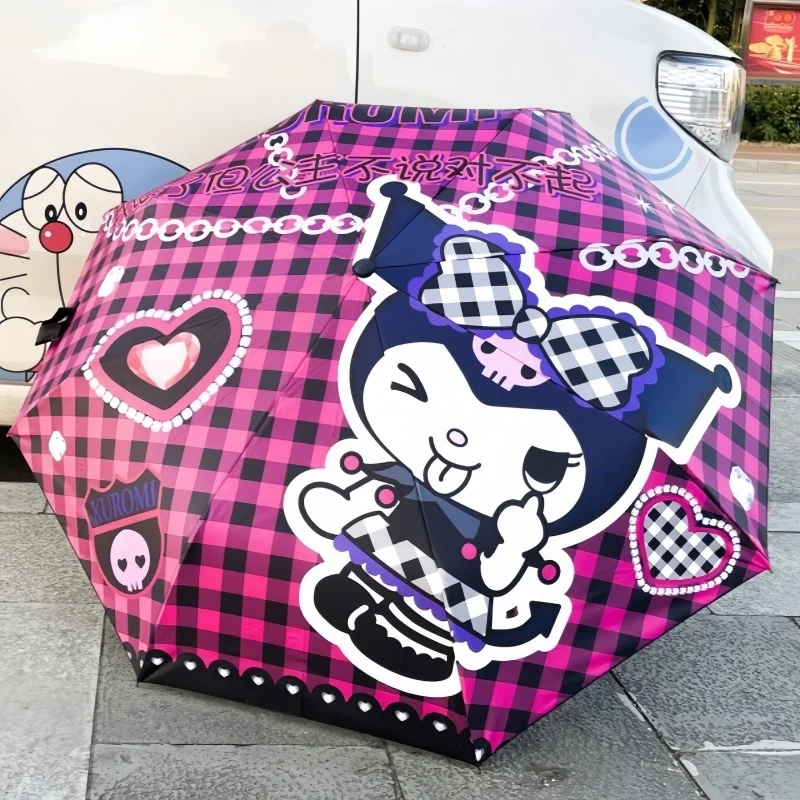 

Sanrio Umbrella Kawaii Kuromi Cartoon Automatic Sunshade Umbrella Sun Umbrella Sunscreen Anti-ultraviolet Folding Umbrella