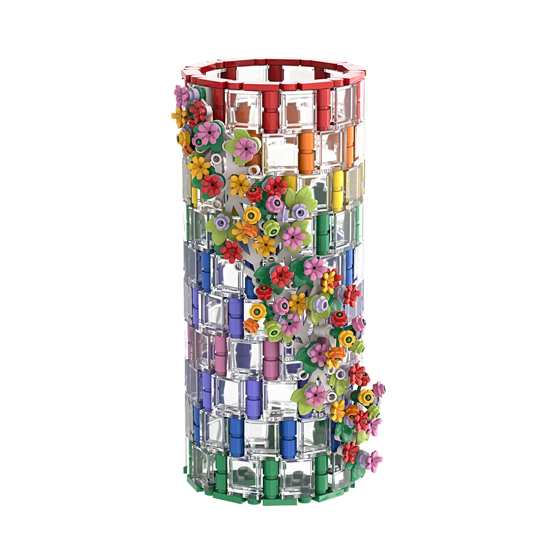 

473Pcs Transparent Rainbow Building Block Vase Decorated Ornament MOC Stem Toy Display Kit For Flower Bouquet 10280 Kit