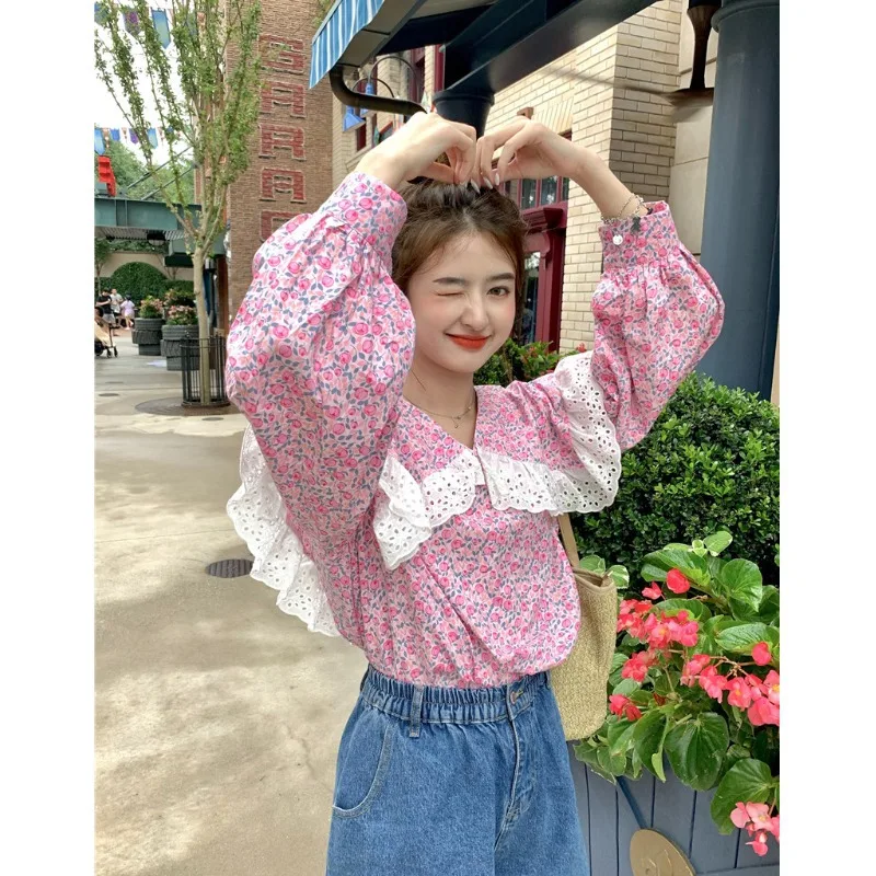 2022 Spring Women Flower Shirt Lace Peter Pan Collar Casual Long Sleeve Women Tops Loose Women Blouses
2022 Spring Women Flower Shirt Lace Peter Pan Collar Casual Long Sleeve Women Tops Loose Women Blouses