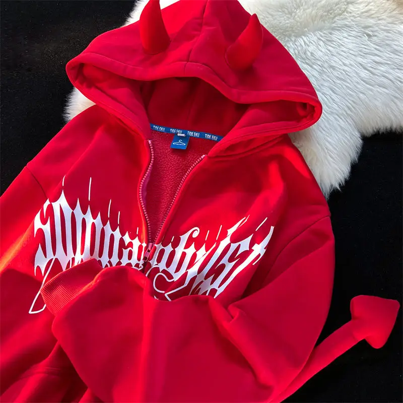 Dark Little Devil Autumn And Winter Chic Top Sweet And Spicy Women Design Sense Couple Hooded Streetwear Y2k Sweatshirt Jacket
Dark Little Devil Autumn And Winter Chic Top Sweet And Spicy Women Design Sense Couple Hooded Streetwear Y2k Sweatshirt Jacket