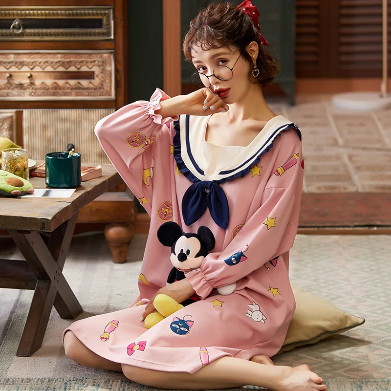 Spring Autunm New Female Cartoon Bow Cotton Dress Women Long Sleeve Homedress Lady Loose Casual Nightdress Sleepdress
Spring Autunm New Female Cartoon Bow Cotton Dress Women Long Sleeve Homedress Lady Loose Casual Nightdress Sleepdress