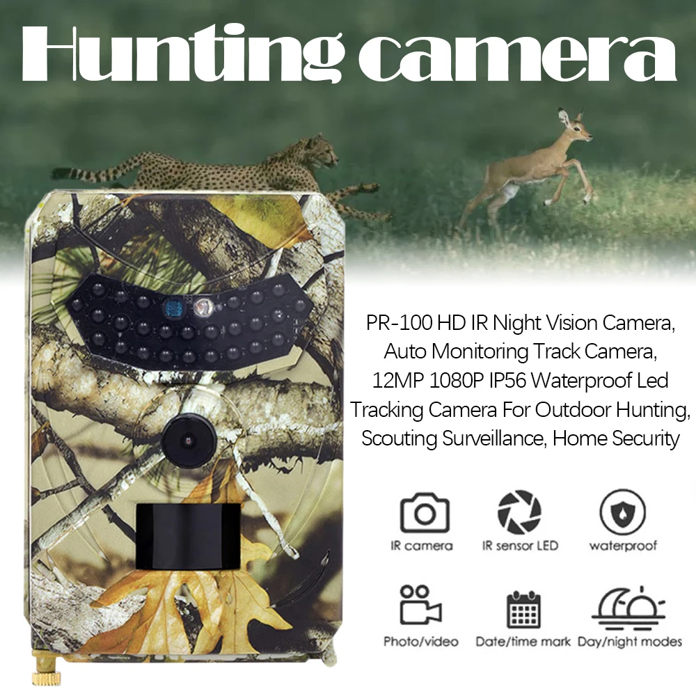 PR100 Hunting Trail Camera 12MP New Wild Animal Detector Cameras HD Waterproof Monitoring Infrared Cam Night Vision Photo Trap
PR100 Hunting Trail Camera 12MP New Wild Animal Detector Cameras HD Waterproof Monitoring Infrared Cam Night Vision Photo Trap