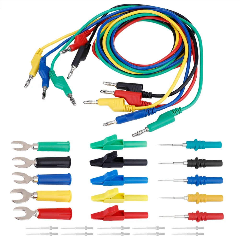 4mm Banana to Banana Plug Test Lead Kit for Multimeter Crocodile Clip & U-type Probe (P1036B) Banana Plug Kit
4mm Banana to Banana Plug Test Lead Kit for Multimeter Crocodile Clip & U-type Probe (P1036B) Banana Plug Kit