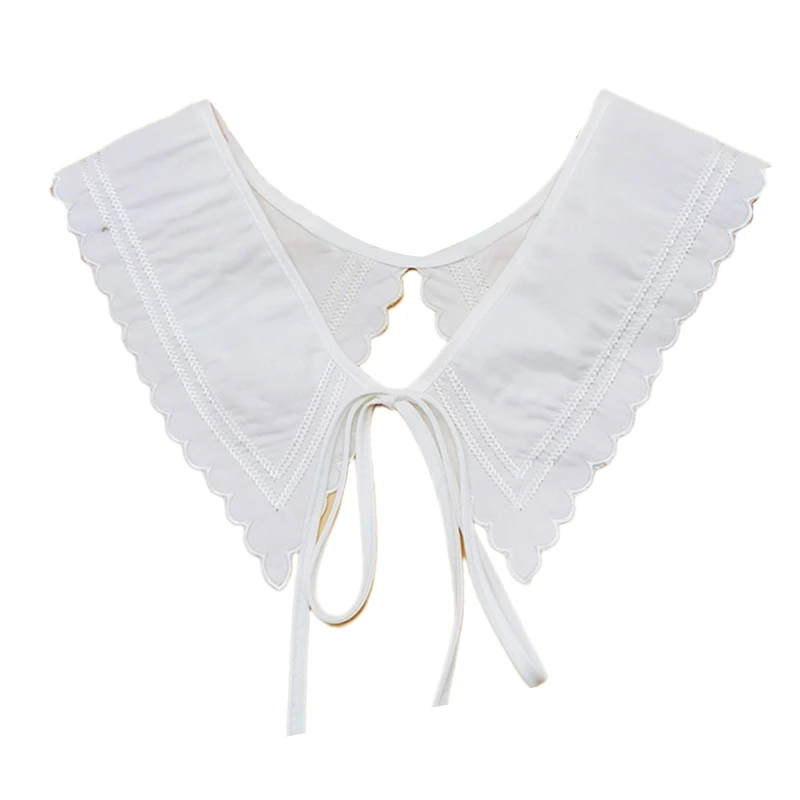 Decorative Embroidered Arrow Striped False Collar Korean Style White Shawl Scarf Lace-Up Bow Scalloped Trim Mini Capelet
Decorative Embroidered Arrow Striped False Collar Korean Style White Shawl Scarf Lace-Up Bow Scalloped Trim Mini Capelet