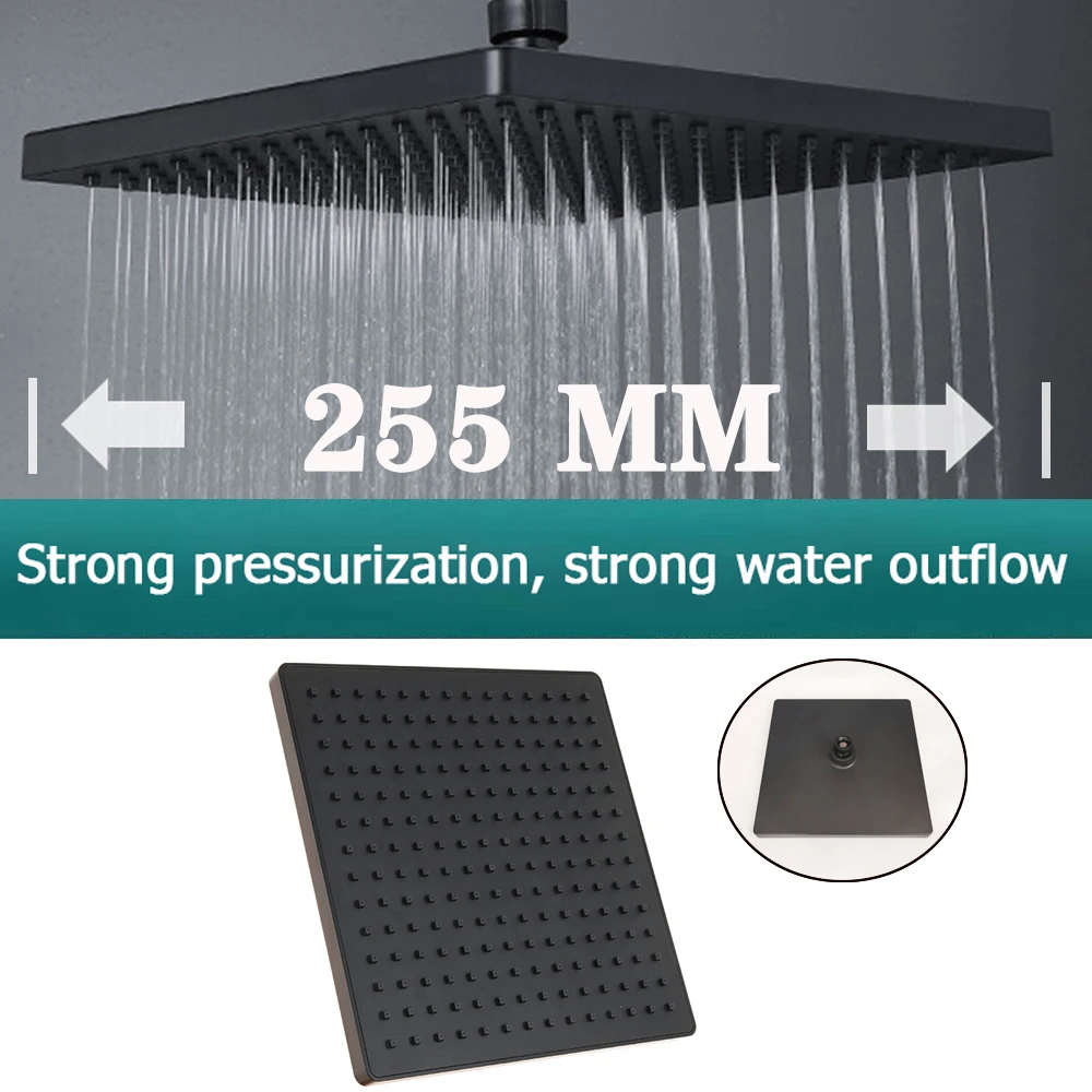 10 Inch Black Big Panel Large Flow Supercharge Rainfall Ceiling Mounted Shower Head High Pressure Abs Thicken Bathroom Shower
10 Inch Black Big Panel Large Flow Supercharge Rainfall Ceiling Mounted Shower Head High Pressure Abs Thicken Bathroom Shower