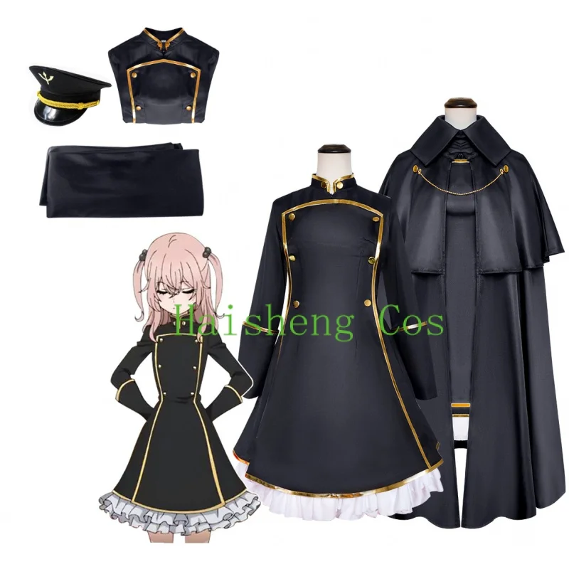 

Anime My Dress-Up Darling Inui Sajuna Cosplay Costume Aldult Woman Black Dress Hat Cloak Halloween Super Cool Suit