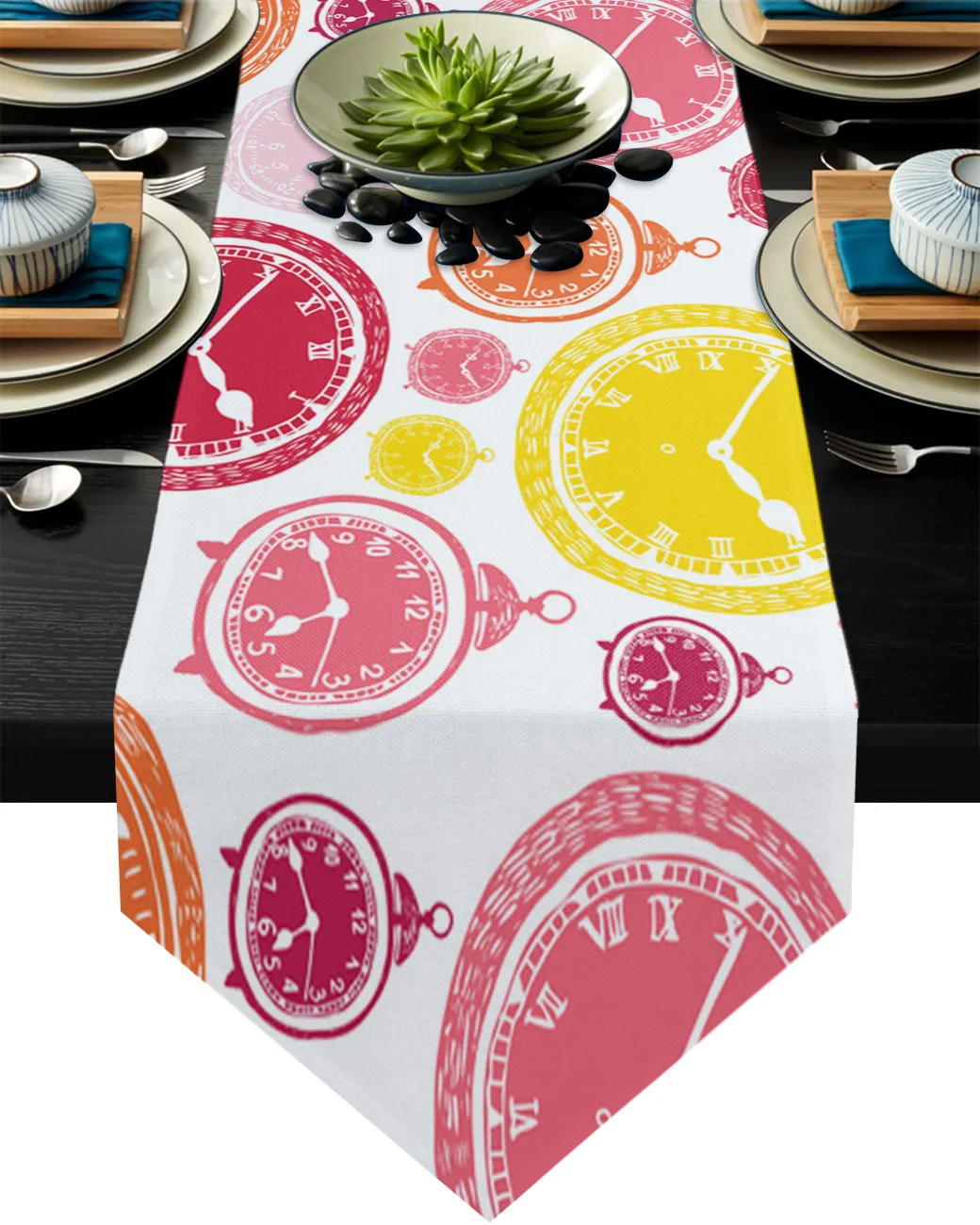 

Clock Dial Geometry Fashion Table Runners Cotton Linen Table Runner Wedding Party Decoration Home Table Runner