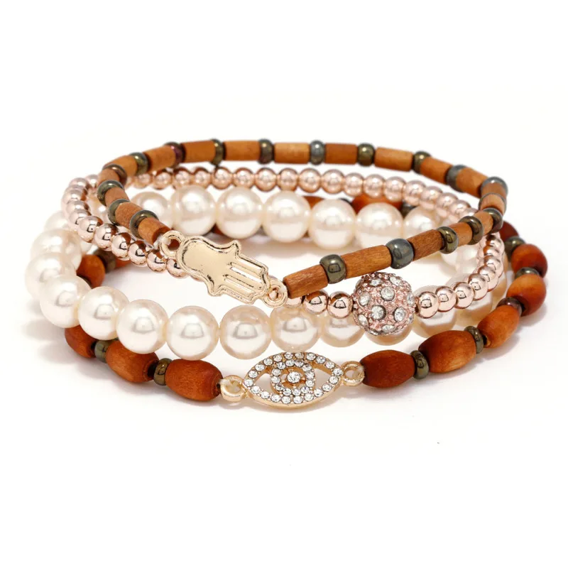 Vintage Pearl Wood Bead Bracelet For Women Ethnic Wooden Evil Eye Ball Rhinestone Charm Bracelet Set Jewelry Party Gift 
Vintage Pearl Wood Bead Bracelet For Women Ethnic Wooden Evil Eye Ball Rhinestone Charm Bracelet Set Jewelry Party Gift