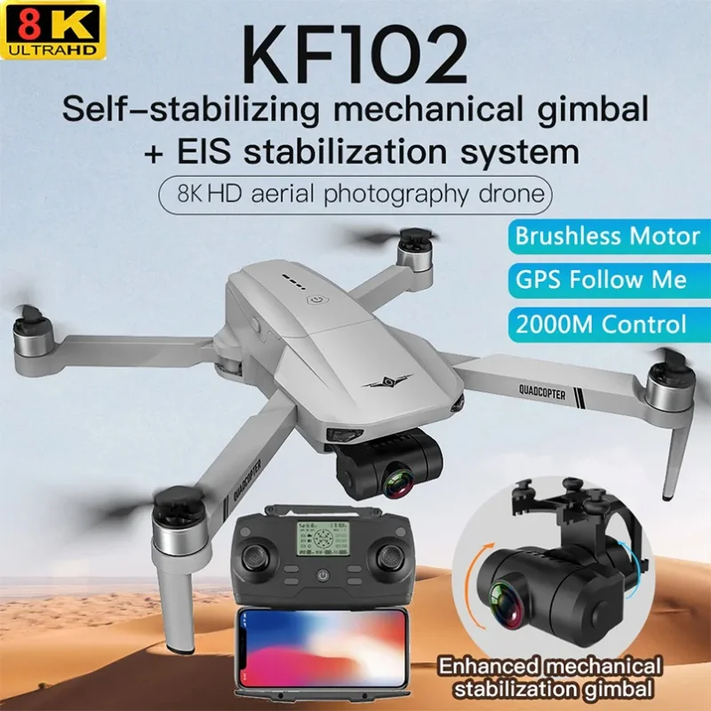 GPS 8K Dual Camera Smart Follow Brushless RC Drone 2-Axis Gimbal 2000M Flight Gesture Shooting 25Mins Duration RC Quadcopter Toy
GPS 8K Dual Camera Smart Follow Brushless RC Drone 2-Axis Gimbal 2000M Flight Gesture Shooting 25Mins Duration RC Quadcopter Toy