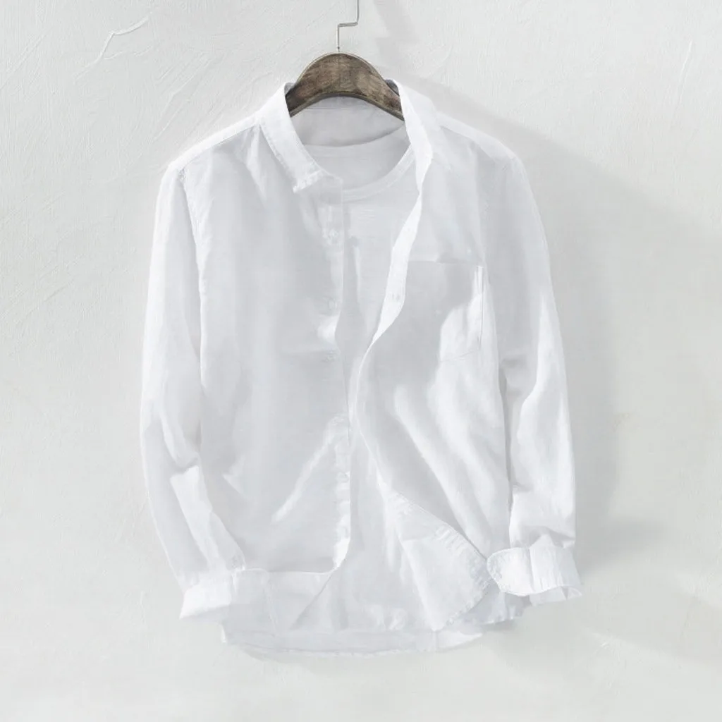 White Casual Shirt Tops long sleeve Turn-Down Collar Cotton Linen Button Blouse Work Travel Style Breathable Loose Cardigan
White Casual Shirt Tops long sleeve Turn-Down Collar Cotton Linen Button Blouse Work Travel Style Breathable Loose Cardigan