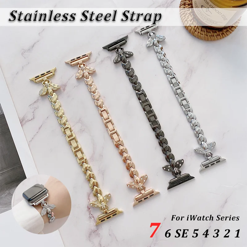 Diamond 41 45mm Stainless Steel Strap for Apple watch 38 42mm 40 44mm metal band for iwatch series 7 6 SE 5 4 3 2 1 Bracelet
Diamond 41 45mm Stainless Steel Strap for Apple watch 38 42mm 40 44mm metal band for iwatch series 7 6 SE 5 4 3 2 1 Bracelet