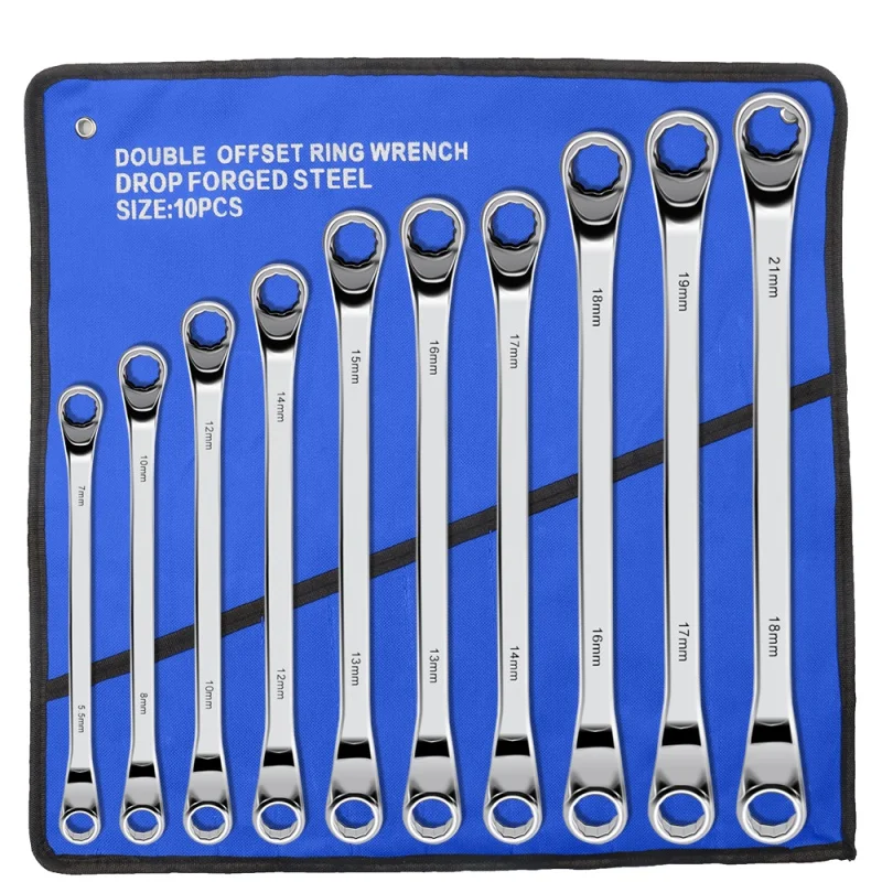 

Double End Wrench Set Metric 4/6/8/10 Piece 5.5-24mm 45-Degree Cr-V Steel Material with Rolling Pouch Professional Wrench Set