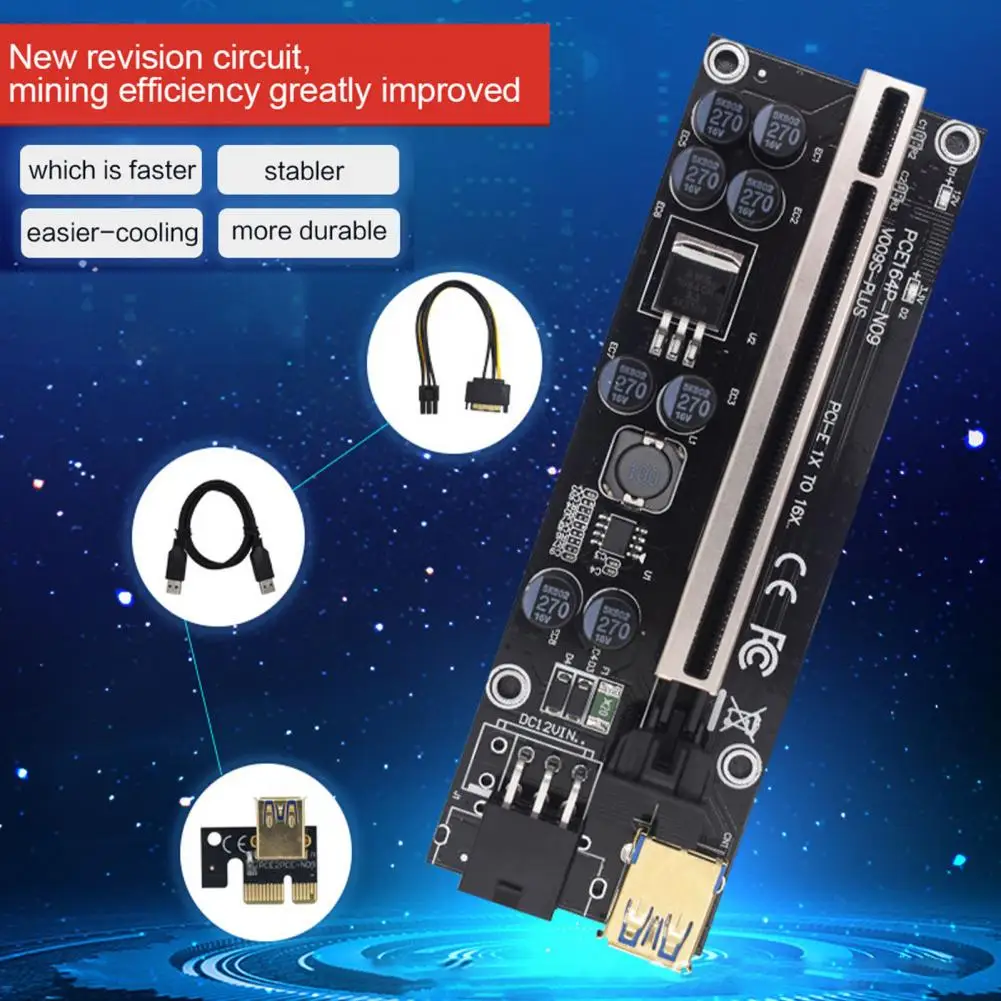 VER 009S Plus Graphics Card Extension Cable High Speed USB 3.0 PCI-E 1X to PCI-E 16X GPU Riser Card for Computer
VER 009S Plus Graphics Card Extension Cable High Speed USB 3.0 PCI-E 1X to PCI-E 16X GPU Riser Card for Computer