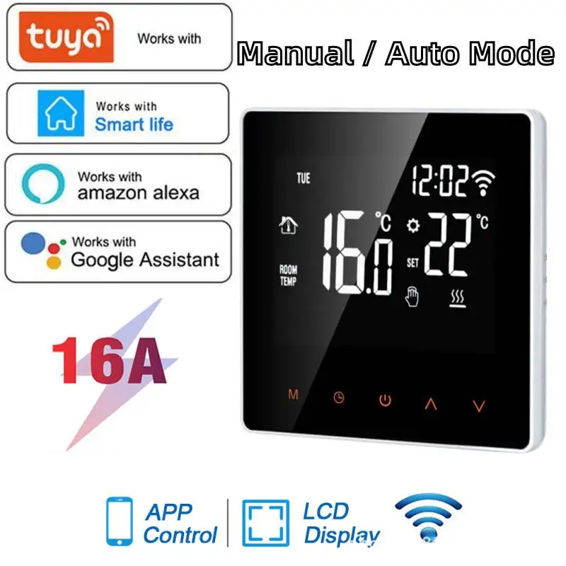 WiFi Tuya Temperature Controller Smart Thermostat 16A LCD Floor Water Heating Temperature Voice Control Work For Google Home
WiFi Tuya Temperature Controller Smart Thermostat 16A LCD Floor Water Heating Temperature Voice Control Work For Google Home
