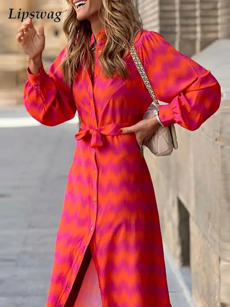 2022 Summer Elegant Pattern Print Party Shirt Dress Women Spring Fashion Long Sleeve Button Dress Ladies Casual Long Dress Belt
2022 Summer Elegant Pattern Print Party Shirt Dress Women Spring Fashion Long Sleeve Button Dress Ladies Casual Long Dress Belt