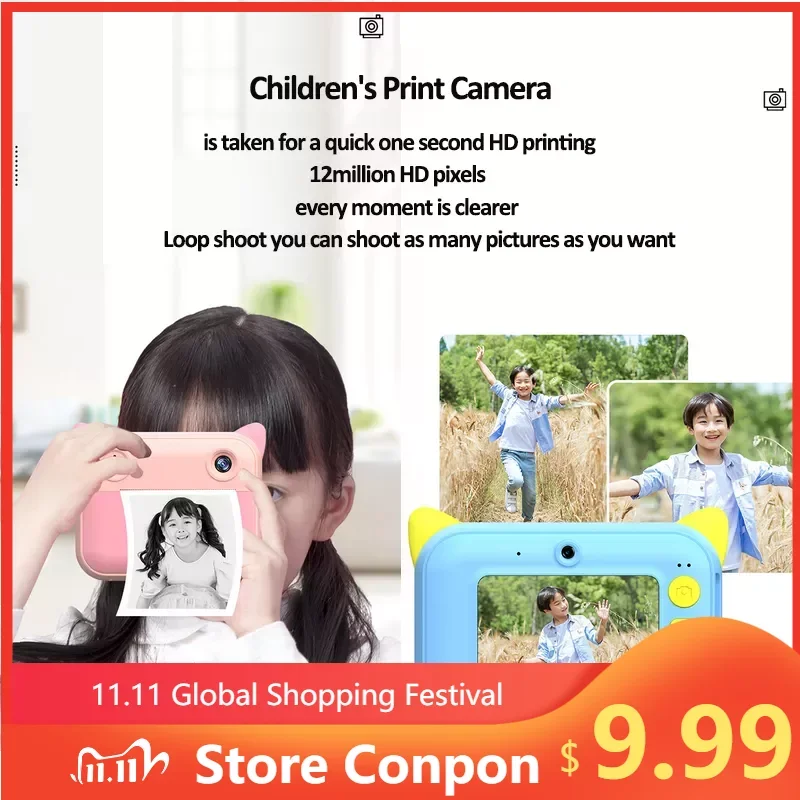 Kid Instant Print Camera Thermal Printing Camera Digital Photo Camera Girl's Toy Child Camera Video Boy's Birthday Gift
Kid Instant Print Camera Thermal Printing Camera Digital Photo Camera Girl's Toy Child Camera Video Boy's Birthday Gift