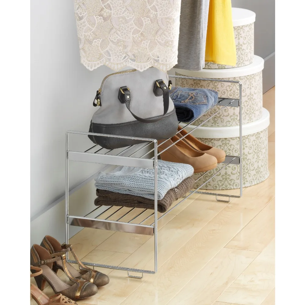 2-Tier Shoe Rack Organizer Metal Stackable Chrome
2-Tier Shoe Rack Organizer Metal Stackable Chrome