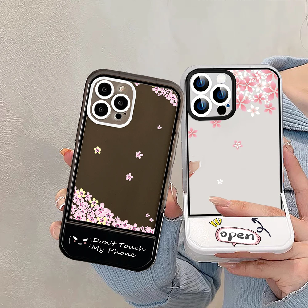 

Flowers Floral Stand Holder Case for iPhone 14ProMax 14Plus 13 12 11 Pro Max Transparent Soft Silicone Bumper Fundas Capinha