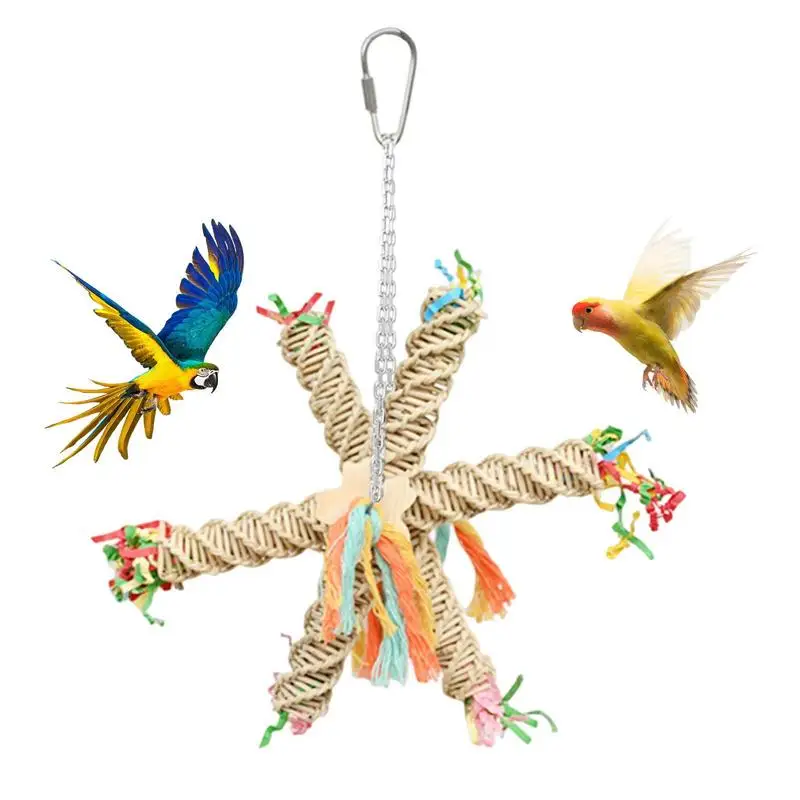 

Parrot Toys Multicolored Natural Rattan Cockatiel Toys Conure Toys Durable Bird Chewing Toy Bird Parrot Wooden Toys Foraging