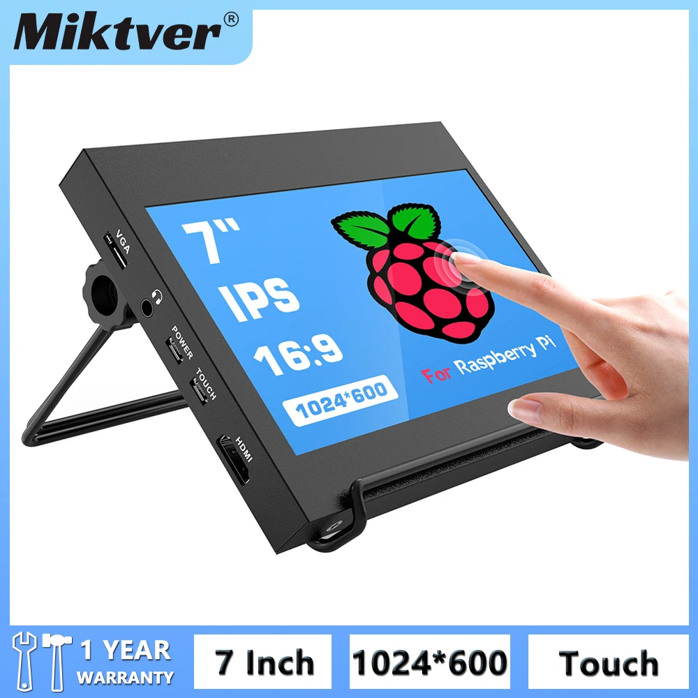 

Miktver Portable 7"/10" Capacitive Touchscreen With Case Built-in Speaker For Raspberry Pi External Monitor HDMI VGA Audio Input