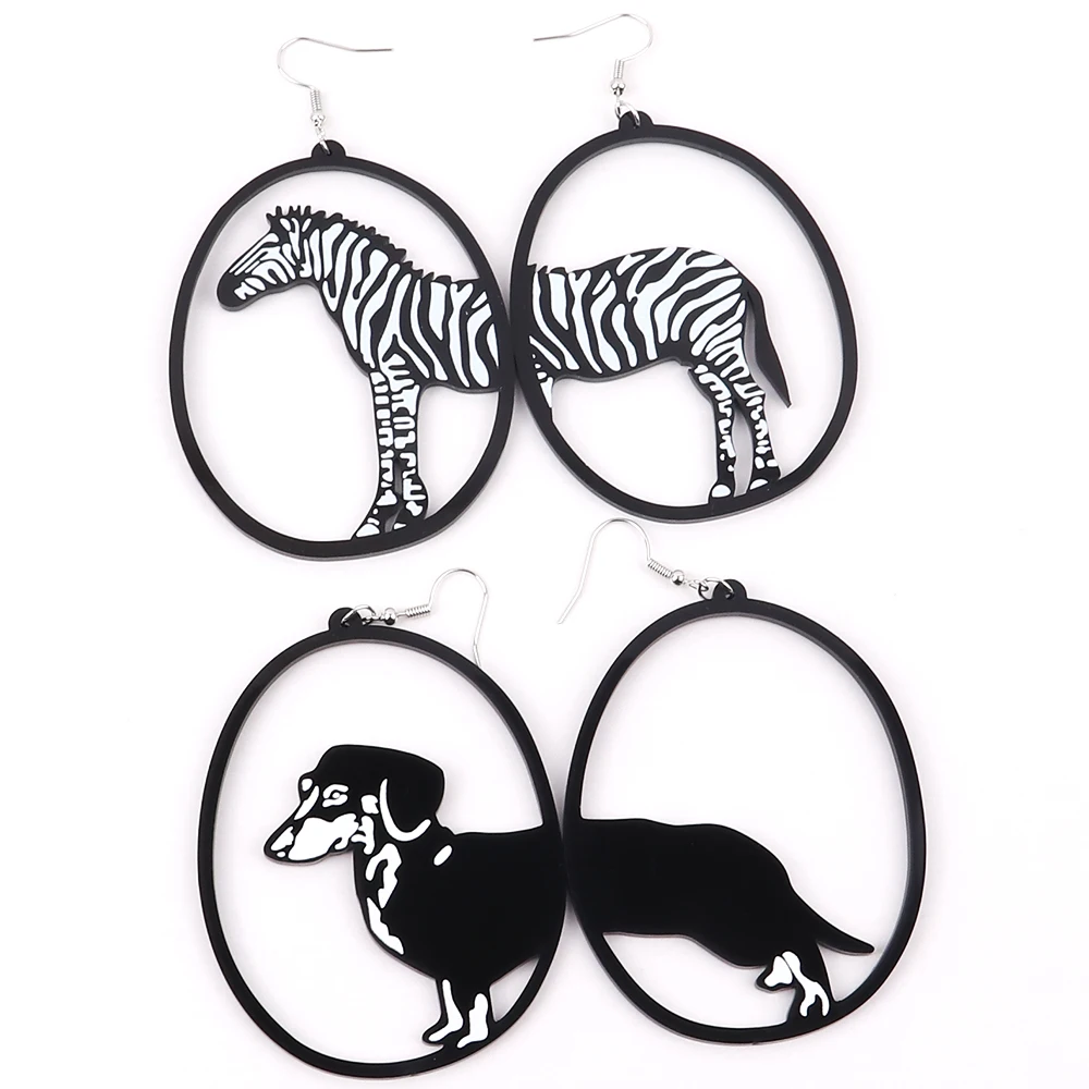 Exaggerated Acrylic Black Round Zebra Dachshund Dog Earrings Animals Swallow Cat Whale Snail Big Drop Earring Jewelry for Women
Exaggerated Acrylic Black Round Zebra Dachshund Dog Earrings Animals Swallow Cat Whale Snail Big Drop Earring Jewelry for Women