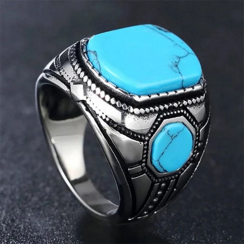 Turquoise Men's Business Square Ring European and American Fashion Temperament High-quality Jewelry Simple Index Finger Ring
Turquoise Men's Business Square Ring European and American Fashion Temperament High-quality Jewelry Simple Index Finger Ring