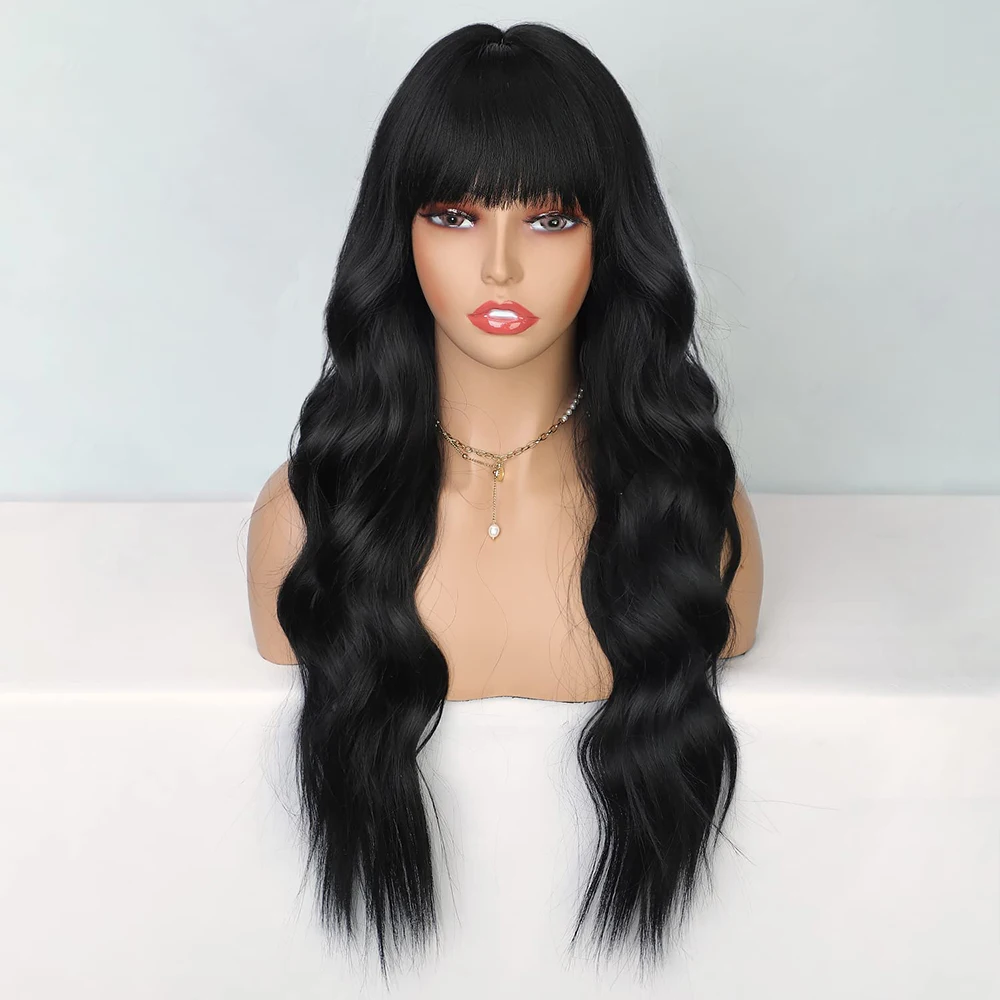 MONIXI Synthetic Long Black Wig with Bangs Wavy Wigs for Women Natural Hair Synthetic Heat Resistant Hair Wigs for Daily Use
MONIXI Synthetic Long Black Wig with Bangs Wavy Wigs for Women Natural Hair Synthetic Heat Resistant Hair Wigs for Daily Use
