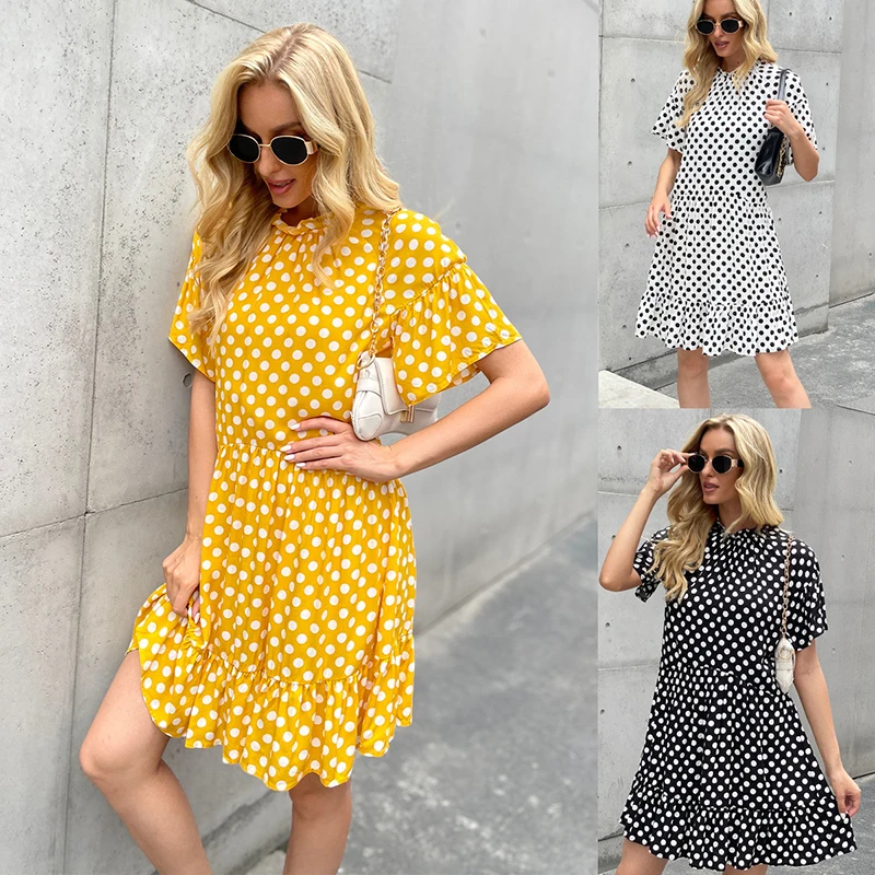 Bohemia Fashion Elegant O Neck Short Sleeve Ruffles Summer Women's Mini Dress 2022 New Casual Polka Dot A Line Ladies Vestidos
Bohemia Fashion Elegant O Neck Short Sleeve Ruffles Summer Women's Mini Dress 2022 New Casual Polka Dot A Line Ladies Vestidos