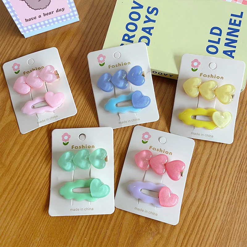 Summer 2PCS Set Solid Color Transparent Heart Love Simple Hair Clips For Girl Kids Cute Kawaii Fairy Hairpin Fashion Accessories 
Summer 2PCS Set Solid Color Transparent Heart Love Simple Hair Clips For Girl Kids Cute Kawaii Fairy Hairpin Fashion Accessories