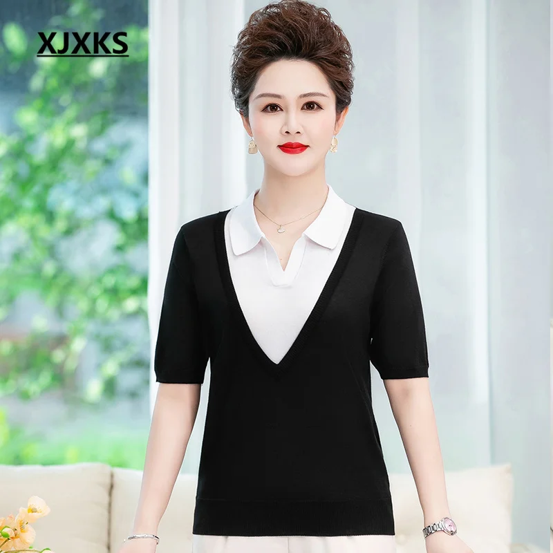 Летний модный женский короткий топ с отложным воротником и короткими рукавами
Летний модный женский короткий топ с отложным воротником и короткими рукавами